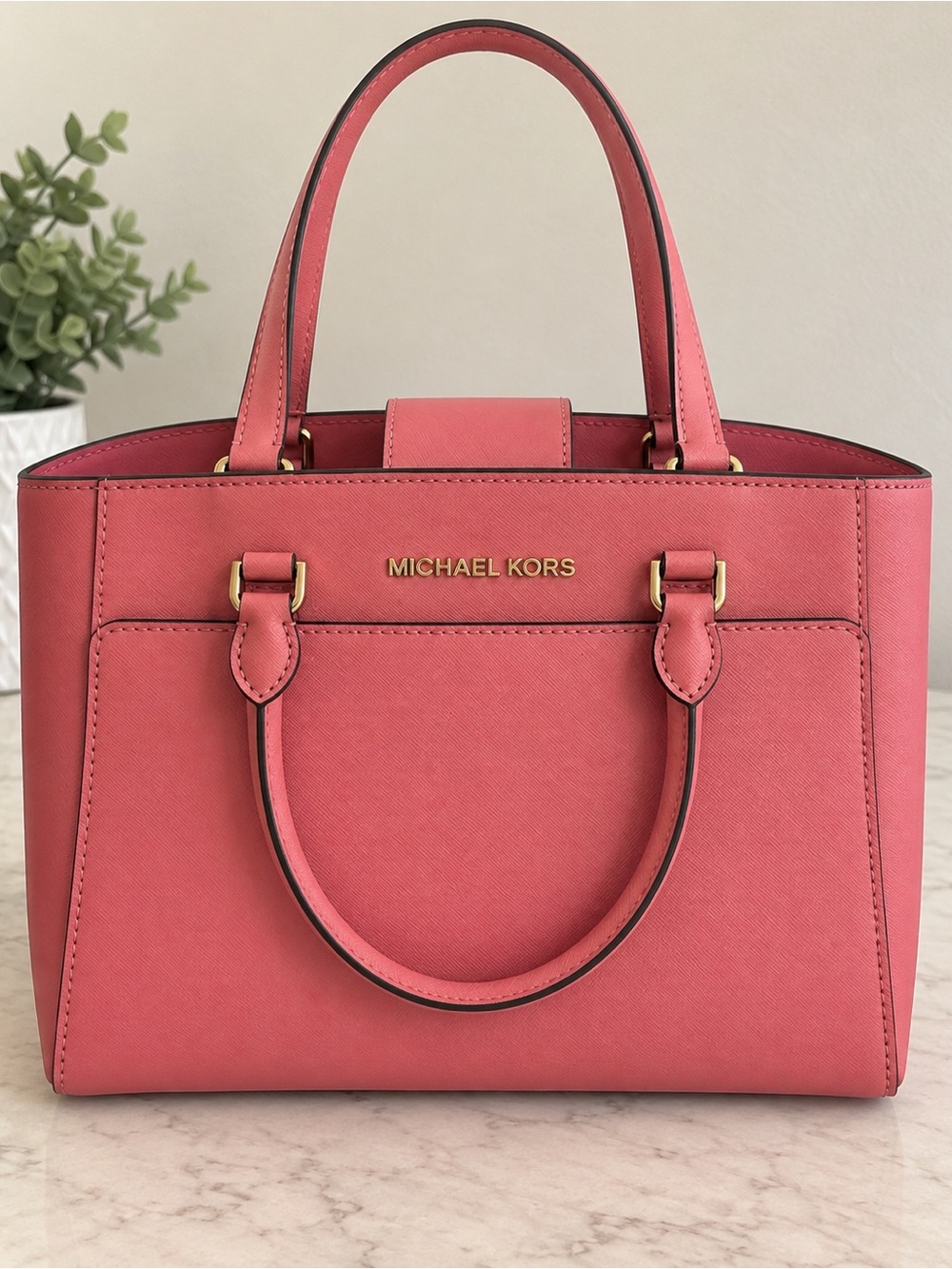 Michael Kors Emmy Large Pink Saffiano Leather Tote